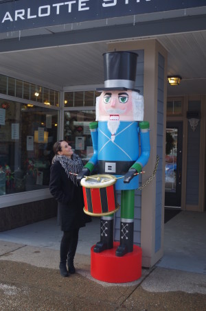 Gerard the Nutcracker with Michelle Wilson, Executive Director of Sydney Waterfront District